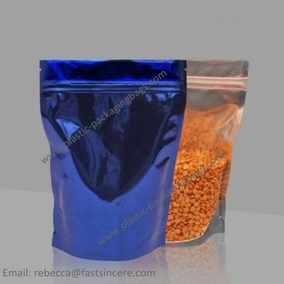 Food Ziplock Stand Up Pouches Transparent Window Front Reusable
