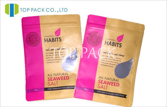 Special Window Kraft Paper Spices Packaging 500g Seaweed Salt Bags