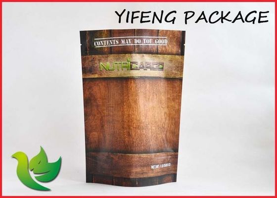 Custom Printed Plastic Stand Up Pouch With Tear notch and Zip Top