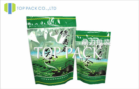 สีเขียวยืนขึ้นถุงกระเป๋าด้วย Ziplock, Tea Pouches สำหรับชาหลวม