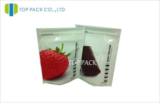 ผงผลไม้พิมพ์ขาตั้งขึ้น Ziplock ถุง 1000g อลูมิเนียมเงาสีขาวฟอยล์