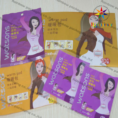 ซิปล็อคพลาสติกเครื่องสำอางขนาดกะทัดรัดบรรจุภัณฑ์แบนสำหรับแผ่นอบอุ่น