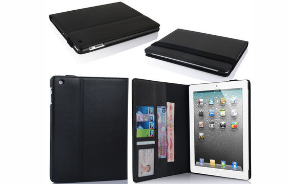 Wallet Style ipad2 / ipad3 / ipad4 Tablet PC Leather Case with 7 cards / money slots