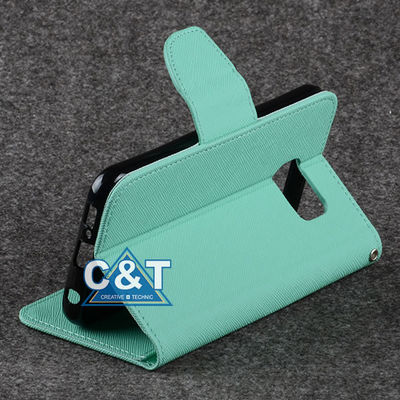 PU Leather Wallet Flip Samsung Galaxy S6 Case With Card Slots Stand