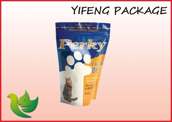 Side / Bottom Gusset Bag Stand Up Zip Plastic Food Storage Bags For Pet