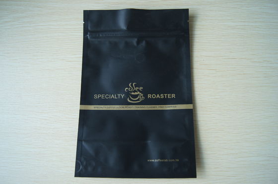 เมล็ดกาแฟบรรจุภัณฑ์ถุงฟอยล์สีดำด้านบรรจุภัณฑ์ยืนวาล์ว Degassing