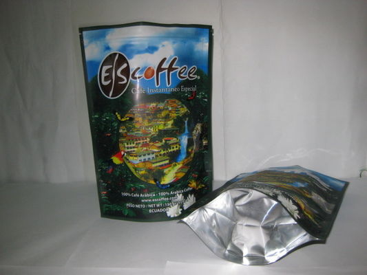 ถุงบรรจุภัณฑ์ฟอยล์ Ziplock กาแฟพิมพ์การพิมพ์เสร็จสิ้นผิวมัน