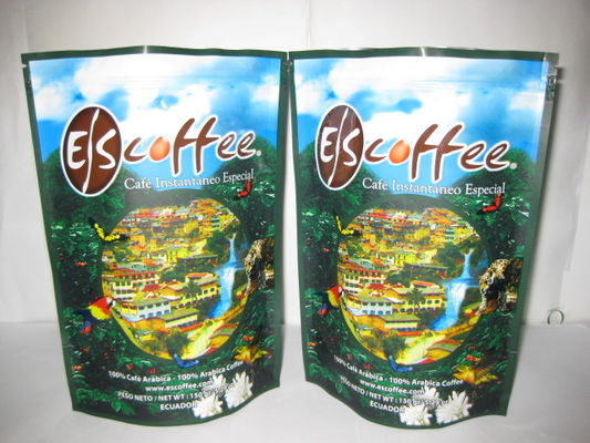 ถุงบรรจุภัณฑ์ฟอยล์ Ziplock กาแฟพิมพ์การพิมพ์เสร็จสิ้นผิวมัน