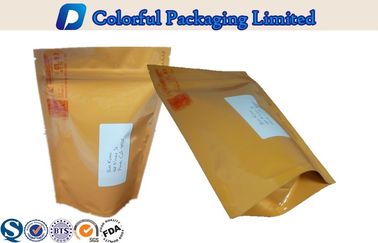 Yellow Ziplock Recycle Plastic Stand up Pouch For Tea , Snacks , Nut Food