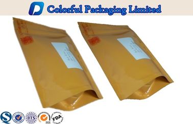 Yellow Ziplock Recycle Plastic Stand up Pouch For Tea , Snacks , Nut Food