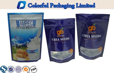 custom Window Resealable Stand up Pouches For Nuts Food , 250g / 500g