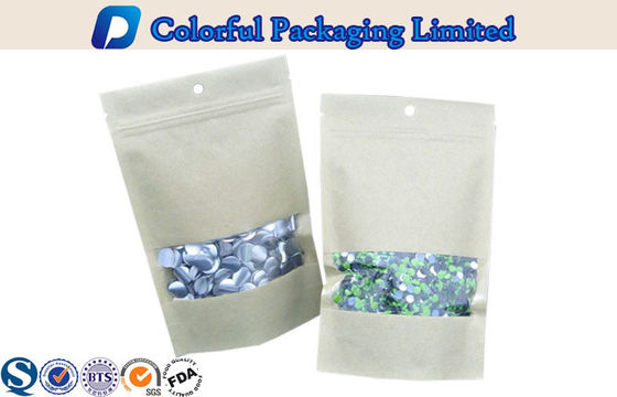 seafood CMYK / Pantone Kraft Stand Up Pouch with Window / tear notch