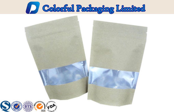 seafood CMYK / Pantone Kraft Stand Up Pouch with Window / tear notch