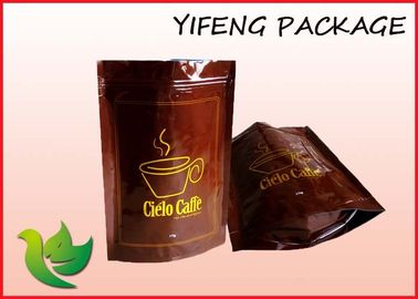 Stand Up Aluminum Foil Coffee Packaging Bag With Zipper And Valve