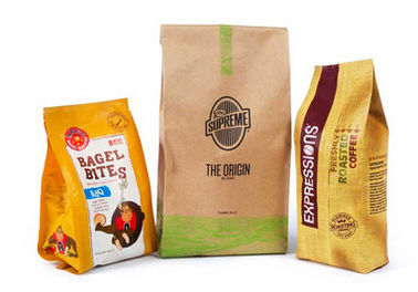 Quad Seal Bags Foil Stand Up Pouches / Custom Coffee Packaging Bags
